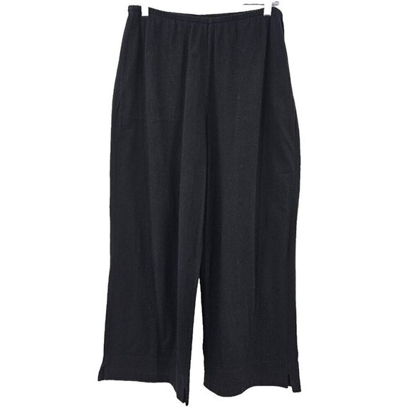 Habitat Deep Hem Flood Pants Black Women’s Size M Wide Leg Crop Minimalist - Picture 1 of 11